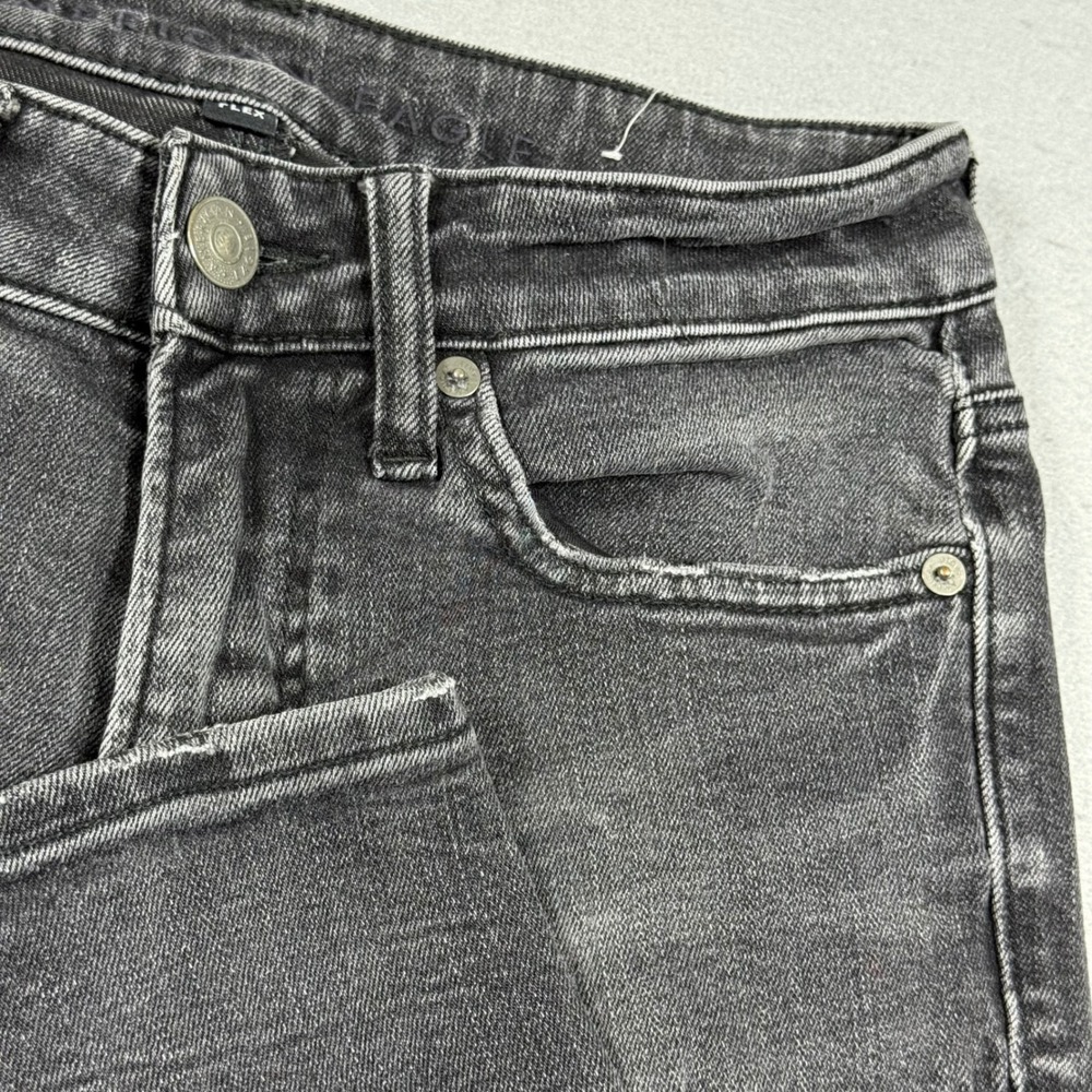 American Eagle Flex Skinny Distressed Jeans Mens 28x28 Black Faded Ripped Denim